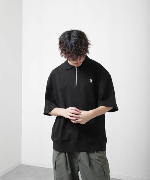 U.S. POLO ASSN.(ユーエスポロアッスン)の「【U.S.POLOASSN.】 ワンポイント ロゴ刺繍 ビッグシルエット ハーフジップ ハーフスリーブ ポロシャツ(ポロシャツ・メンズ・グレー/ブラック系/ネイビー/ブラック/オフホワイト・MEDIUM/X-LARGE/LARGE)」の19枚目の写真