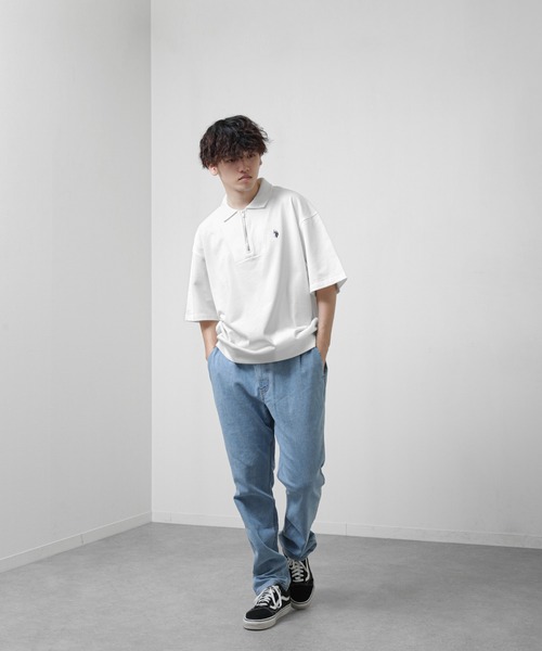 U.S. POLO ASSN.(ユーエスポロアッスン)の「【U.S.POLOASSN.】 ワンポイント ロゴ刺繍 ビッグシルエット ハーフジップ ハーフスリーブ ポロシャツ(ポロシャツ・メンズ・グレー/ブラック系/ネイビー/ブラック/オフホワイト・MEDIUM/X-LARGE/LARGE)」の10枚目の写真