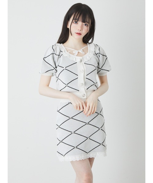 Ank Rouge（アンクルージュ）の「ジャガードニットスカート（スカート・レディース・ブラック/ホワイト/ピンク・M）」の2枚目の写真