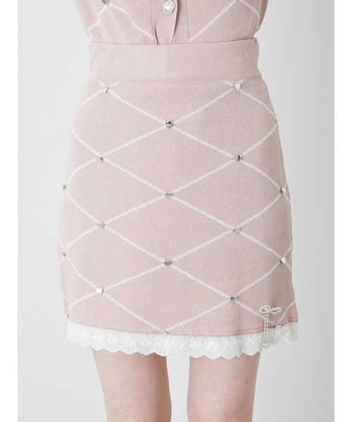 Ank Rouge（アンクルージュ）の「ジャガードニットスカート（スカート・レディース・ブラック/ホワイト/ピンク・M）」の4枚目の写真