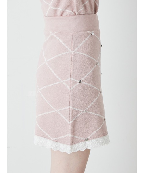 Ank Rouge（アンクルージュ）の「ジャガードニットスカート（スカート・レディース・ブラック/ホワイト/ピンク・M）」の6枚目の写真
