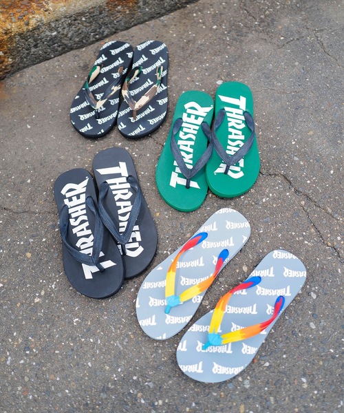 THRASHER（スラッシャー）の「CYAARVO BEACH SANDAL/スラッシャーブランドロゴプリント軽量ピーチサンダル/ビーサン（サンダル・メンズ・ダークグリーン/ブラック・X-LARGE/LARGE/MEDIUM）」の11枚目の写真