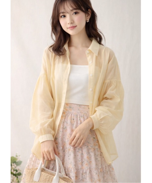 LAUTRE COTE(ロウトレコウト)の「シアーワイドロングスリーブシャツ(シャツ/ブラウス・レディース・ラベンダー/ブルー/ブラック/ライトカーキ/ホワイト/ケリーグリーン/シャーベット・FREE)」の1枚目の写真