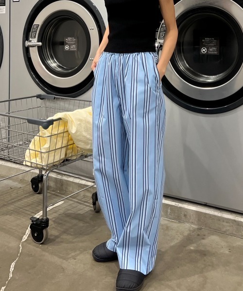 Sorriso（ソリッソ）の「ストライプ イージー パンツ（スラックス・レディース・ライトグレー/ブルー・FREE）」の10枚目の写真
