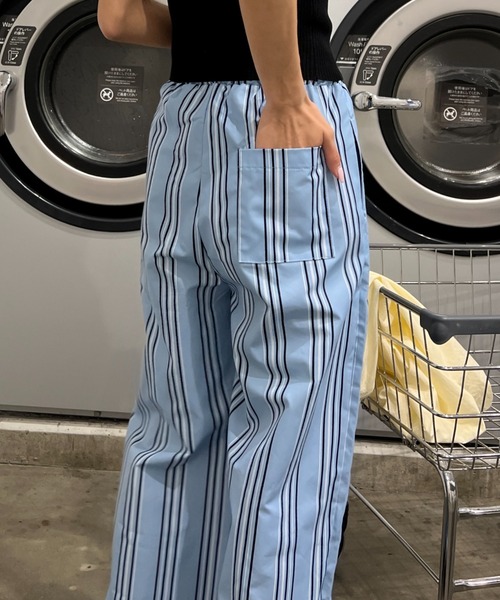 Sorriso（ソリッソ）の「ストライプ イージー パンツ（スラックス・レディース・ライトグレー/ブルー・FREE）」の4枚目の写真