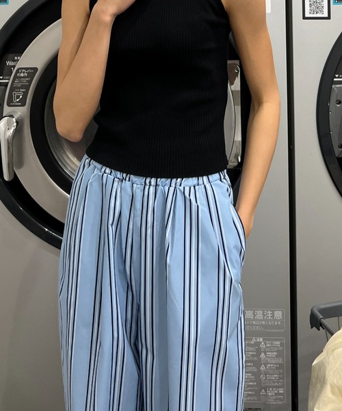 Sorriso（ソリッソ）の「ストライプ イージー パンツ（スラックス・レディース・ライトグレー/ブルー・FREE）」の5枚目の写真