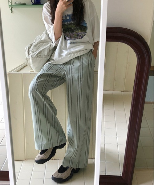 Sorriso（ソリッソ）の「ストライプ イージー パンツ（スラックス・レディース・ライトグレー/ブルー・FREE）」の16枚目の写真