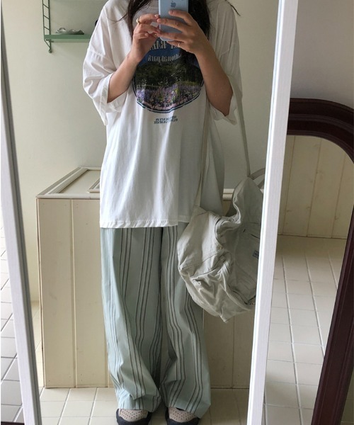 Sorriso（ソリッソ）の「ストライプ イージー パンツ（スラックス・レディース・ライトグレー/ブルー・FREE）」の15枚目の写真