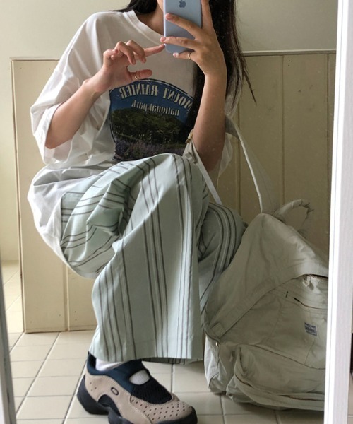 Sorriso（ソリッソ）の「ストライプ イージー パンツ（スラックス・レディース・ライトグレー/ブルー・FREE）」の14枚目の写真