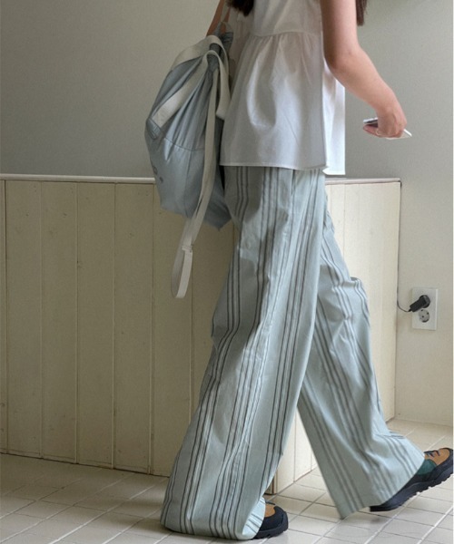 Sorriso（ソリッソ）の「ストライプ イージー パンツ（スラックス・レディース・ライトグレー/ブルー・FREE）」の12枚目の写真