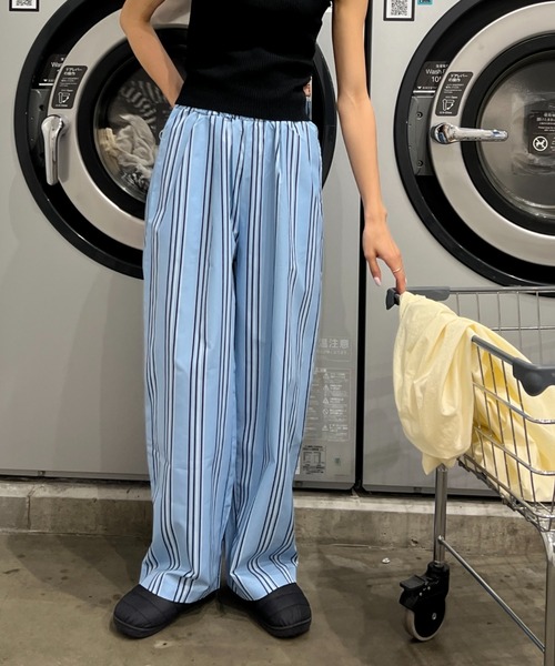 Sorriso（ソリッソ）の「ストライプ イージー パンツ（スラックス・レディース・ライトグレー/ブルー・FREE）」の3枚目の写真