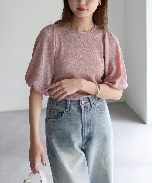 Riberry（リベリー）の「ラメパフスリーブトップス（Tシャツ/カットソー・レディース・オレンジ/パープル/シルバー/ブラック・FREE）」の5枚目の写真