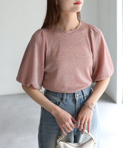 Riberry（リベリー）の「ラメパフスリーブトップス（Tシャツ/カットソー・レディース・オレンジ/パープル/シルバー/ブラック・FREE）」の7枚目の写真