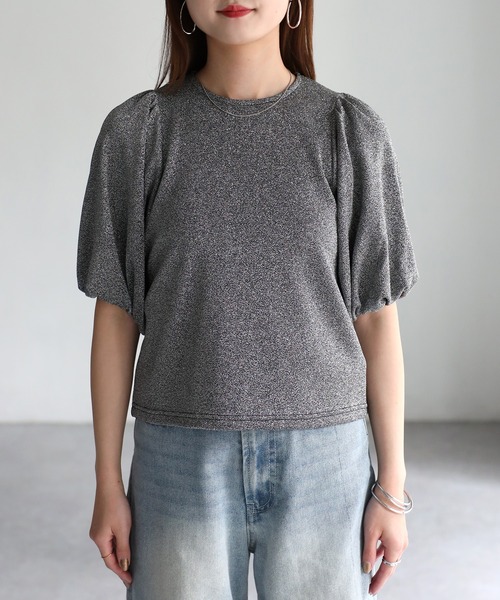 Riberry（リベリー）の「ラメパフスリーブトップス（Tシャツ/カットソー・レディース・オレンジ/パープル/シルバー/ブラック・FREE）」の11枚目の写真