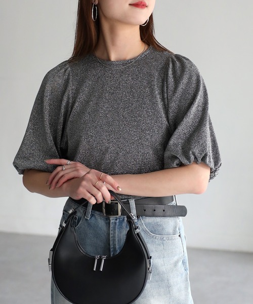 Riberry（リベリー）の「ラメパフスリーブトップス（Tシャツ/カットソー・レディース・オレンジ/パープル/シルバー/ブラック・FREE）」の16枚目の写真
