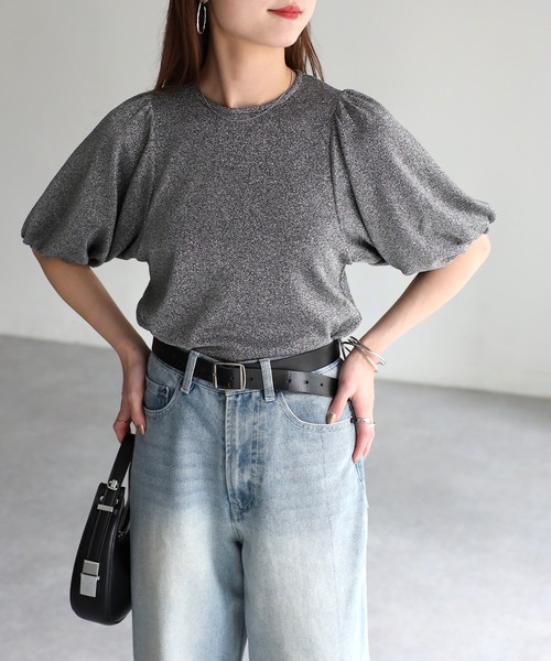 Riberry（リベリー）の「ラメパフスリーブトップス（Tシャツ/カットソー・レディース・オレンジ/パープル/シルバー/ブラック・FREE）」の18枚目の写真
