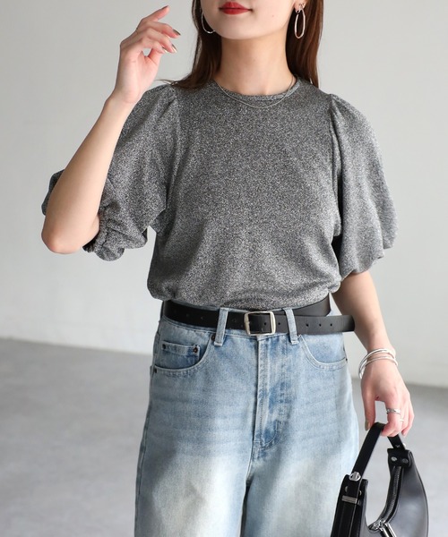 Riberry（リベリー）の「ラメパフスリーブトップス（Tシャツ/カットソー・レディース・オレンジ/パープル/シルバー/ブラック・FREE）」の19枚目の写真