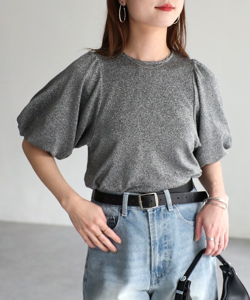 Riberry（リベリー）の「ラメパフスリーブトップス（Tシャツ/カットソー・レディース・オレンジ/パープル/シルバー/ブラック・FREE）」の21枚目の写真