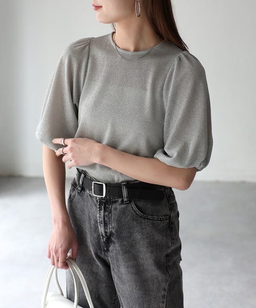 soorploom essential パフスリーブT 4Y ラメパフスリーブトップス（Tシャツ/カットソー）｜Riberry
