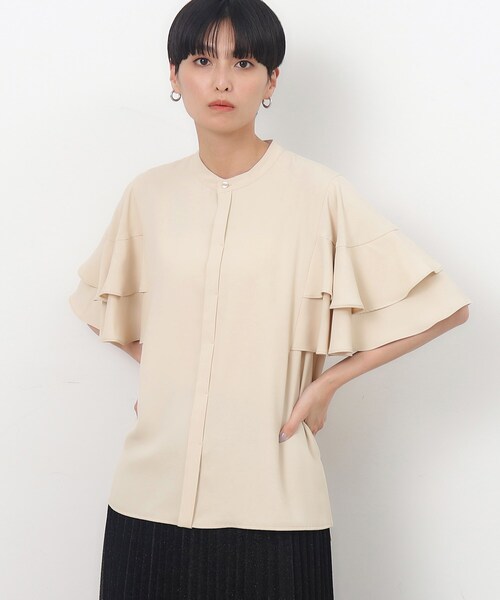 OPAQUE.CLIP（オペークドットクリップ）の「◆ダブルフリルスリーブブラウス【洗濯機洗い可/イージーケア】（シャツ/ブラウス・レディース・ライトベージュ/ネイビー/ホワイト・36/38/40/42）」の21枚目の写真