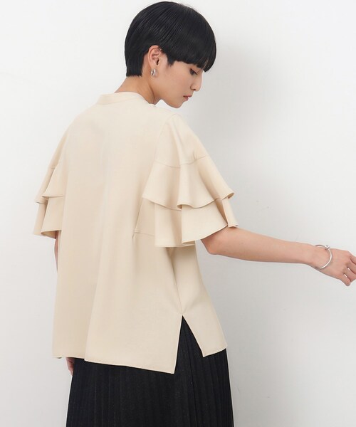 OPAQUE.CLIP（オペークドットクリップ）の「◆ダブルフリルスリーブブラウス【洗濯機洗い可/イージーケア】（シャツ/ブラウス・レディース・ライトベージュ/ネイビー/ホワイト・36/38/40/42）」の11枚目の写真