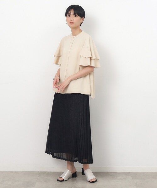 OPAQUE.CLIP（オペークドットクリップ）の「◆ダブルフリルスリーブブラウス【洗濯機洗い可/イージーケア】（シャツ/ブラウス・レディース・ライトベージュ/ネイビー/ホワイト・36/38/40/42）」の12枚目の写真