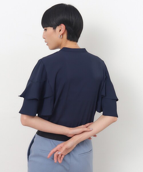 OPAQUE.CLIP（オペークドットクリップ）の「◆ダブルフリルスリーブブラウス【洗濯機洗い可/イージーケア】（シャツ/ブラウス・レディース・ライトベージュ/ネイビー/ホワイト・36/38/40/42）」の15枚目の写真