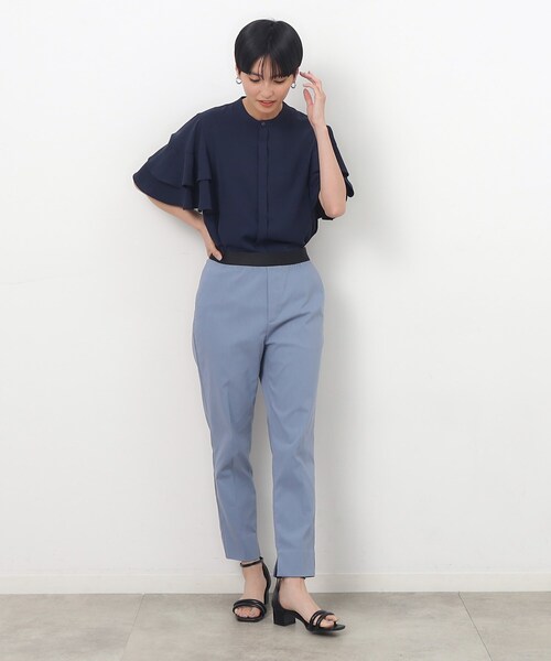 OPAQUE.CLIP（オペークドットクリップ）の「◆ダブルフリルスリーブブラウス【洗濯機洗い可/イージーケア】（シャツ/ブラウス・レディース・ライトベージュ/ネイビー/ホワイト・36/38/40/42）」の16枚目の写真