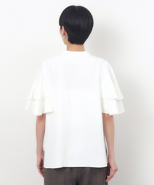 OPAQUE.CLIP（オペークドットクリップ）の「◆ダブルフリルスリーブブラウス【洗濯機洗い可/イージーケア】（シャツ/ブラウス・レディース・ライトベージュ/ネイビー/ホワイト・36/38/40/42）」の8枚目の写真