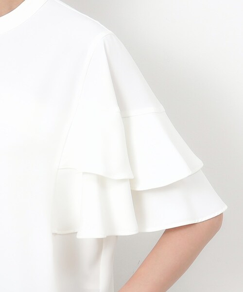 OPAQUE.CLIP（オペークドットクリップ）の「◆ダブルフリルスリーブブラウス【洗濯機洗い可/イージーケア】（シャツ/ブラウス・レディース・ライトベージュ/ネイビー/ホワイト・36/38/40/42）」の10枚目の写真