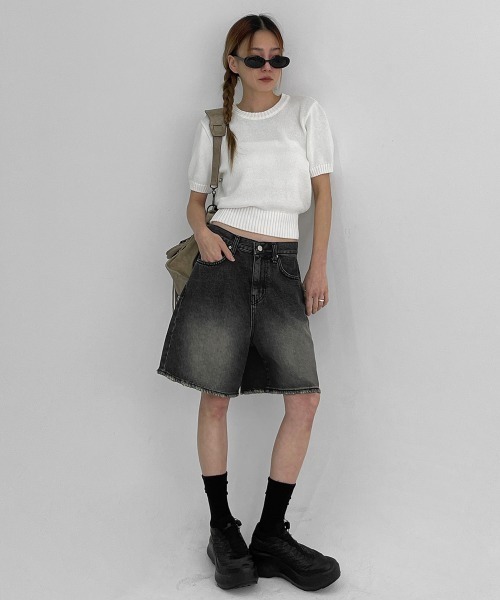 BLACKUP（ブラックアップ）の「[MADE] ヘイロデニムショートパンツ（デニムパンツ・レディース・ブルー/ブラック・SMALL/MEDIUM/LARGE）」の4枚目の写真