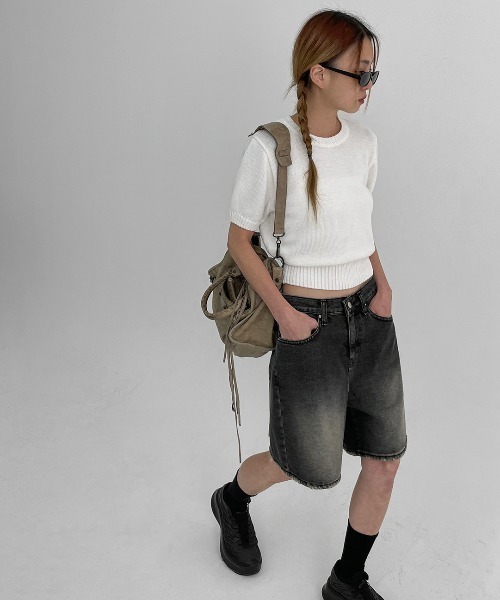 BLACKUP（ブラックアップ）の「[MADE] ヘイロデニムショートパンツ（デニムパンツ・レディース・ブルー/ブラック・SMALL/MEDIUM/LARGE）」の3枚目の写真