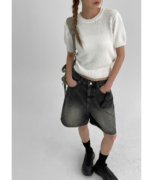 BLACKUP（ブラックアップ）の「[MADE] ヘイロデニムショートパンツ（デニムパンツ・レディース・ブルー/ブラック・SMALL/MEDIUM/LARGE）」の11枚目の写真