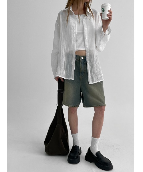 BLACKUP（ブラックアップ）の「[MADE] ヘイロデニムショートパンツ（デニムパンツ・レディース・ブルー/ブラック・SMALL/MEDIUM/LARGE）」の14枚目の写真