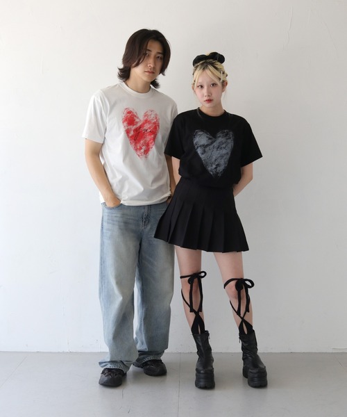 UNIT CHEST(ユニットチェスト)の「【UNIT CHEST】unique unisex T-shirt グランジハートTシャツ(Tシャツ/カットソー・メンズ・ブラック/ホワイト・L/M/S)」の21枚目の写真