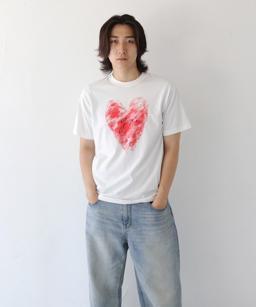 UNIT CHEST(ユニットチェスト)の「【UNIT CHEST】unique unisex T-shirt グランジハートTシャツ(Tシャツ/カットソー・メンズ・ブラック/ホワイト・L/M/S)」の5枚目の写真