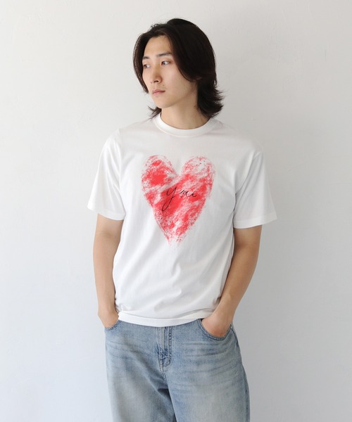 UNIT CHEST(ユニットチェスト)の「【UNIT CHEST】unique unisex T-shirt グランジハートTシャツ(Tシャツ/カットソー・メンズ・ブラック/ホワイト・L/M/S)」の3枚目の写真