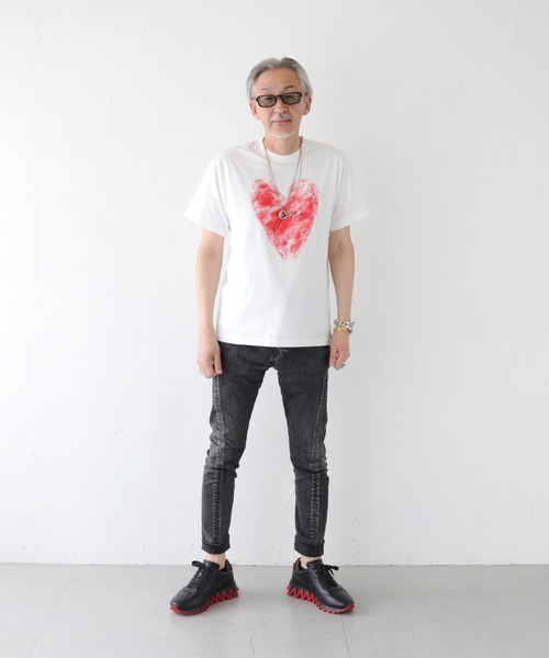 UNIT CHEST(ユニットチェスト)の「【UNIT CHEST】unique unisex T-shirt グランジハートTシャツ(Tシャツ/カットソー・メンズ・ブラック/ホワイト・L/M/S)」の7枚目の写真