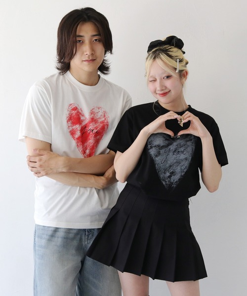 UNIT CHEST(ユニットチェスト)の「【UNIT CHEST】unique unisex T-shirt グランジハートTシャツ(Tシャツ/カットソー・メンズ・ブラック/ホワイト・L/M/S)」の20枚目の写真