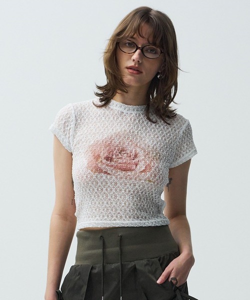 Midnight Move（ミッドナイトムーブ）の「Midnight Move／ローズレースT（Tシャツ/カットソー・レディース・ホワイト・FREE）」の9枚目の写真