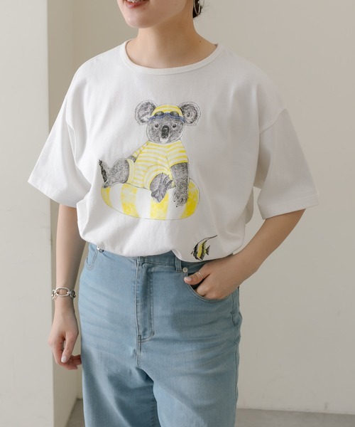 ear PAPILLONNER(イアパピヨネ)の「《綿100%/手洗い可》sampo×ear コアラTシャツ(Tシャツ/カットソー・レディース・ホワイト系その他・FREE)」の1枚目の写真