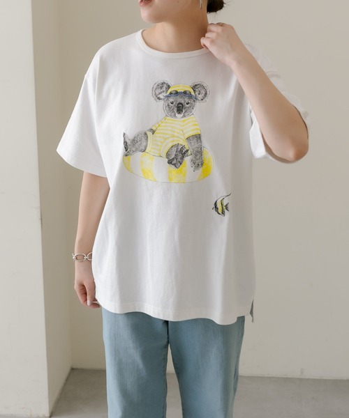 ear PAPILLONNER(イアパピヨネ)の「《綿100%/手洗い可》sampo×ear コアラTシャツ(Tシャツ/カットソー・レディース・ホワイト系その他・FREE)」の10枚目の写真