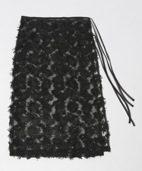 JEANASIS（ジーナシス）の「フラワーレースラップスカート/131669（スカート・レディース・ブラック/ホワイト・FREE）」の6枚目の写真