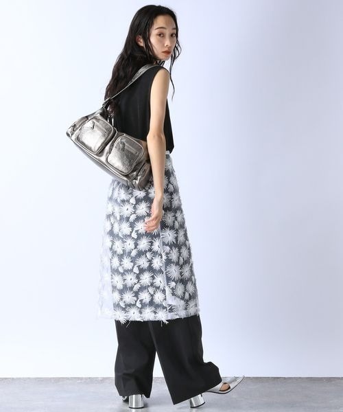 JEANASIS（ジーナシス）の「フラワーレースラップスカート/131669（スカート・レディース・ブラック/ホワイト・FREE）」の19枚目の写真