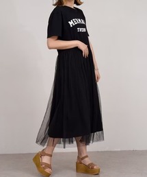 ロゴTチュール切替ワンピース