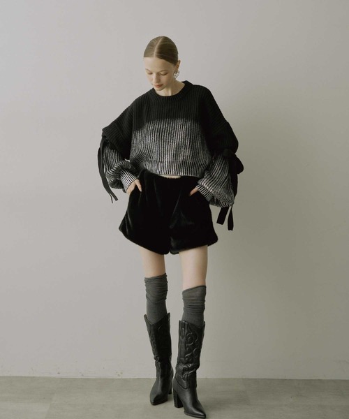 VIOLETTA（ヴィオレッタ）の「箔プリントバルーンスリーブニット（ニット/セーター・レディース・ホワイト/ライトグレー/ブラック/ブルー・FREE）」の15枚目の写真