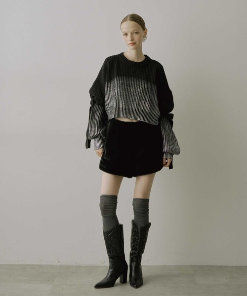 VIOLETTA（ヴィオレッタ）の「箔プリントバルーンスリーブニット（ニット/セーター・レディース・ホワイト/ライトグレー/ブラック/ブルー・FREE）」の16枚目の写真