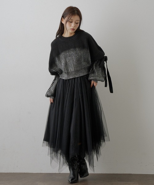 箔プリントバルーンスリーブニット（ニット/セーター）｜VIOLETTA