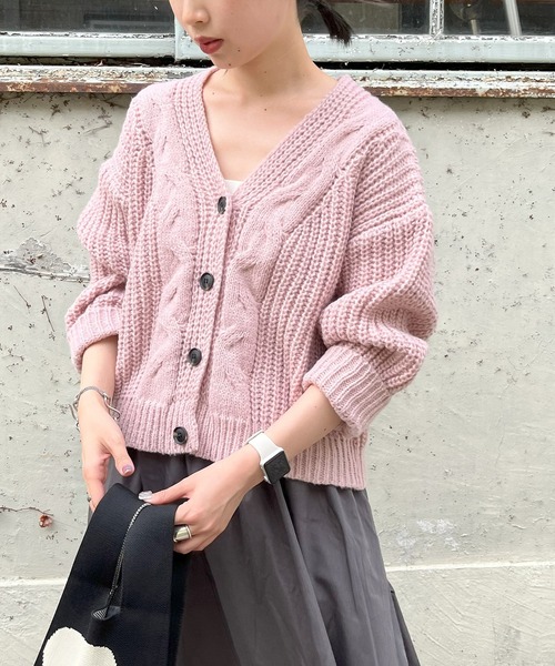 ROOPTOKYO（ループトウキョウ）の「Cable knitted cardigan / ケーブル編みニットカーディガン（カーディガン/ボレロ・レディース・グレー/ホワイト・FREE）」の9枚目の写真