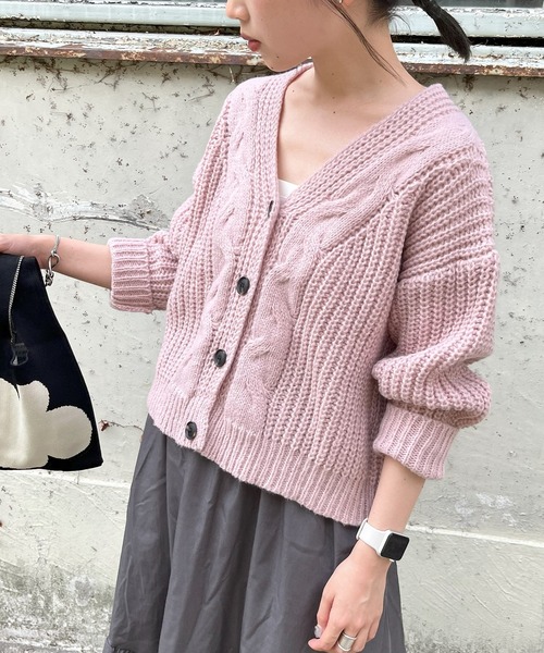 ROOPTOKYO（ループトウキョウ）の「Cable knitted cardigan / ケーブル編みニットカーディガン（カーディガン/ボレロ・レディース・グレー/ホワイト・FREE）」の8枚目の写真